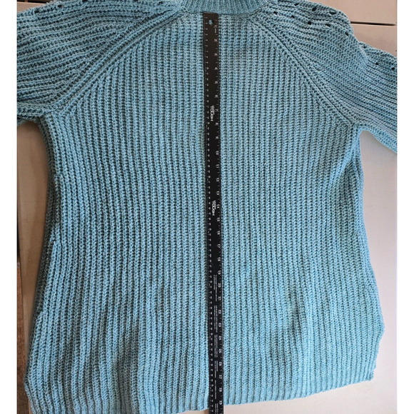 Lane Bryant Sweater Women's 18 / 20 Blue Key Hole V-Neck Turtleneck Long Sleeve - Picture 8 of 16